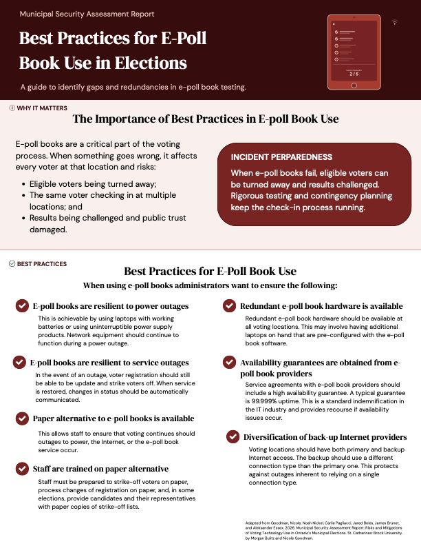 Preview of Best Practices for E Poll
                                Book Use in Elections Factsheet
